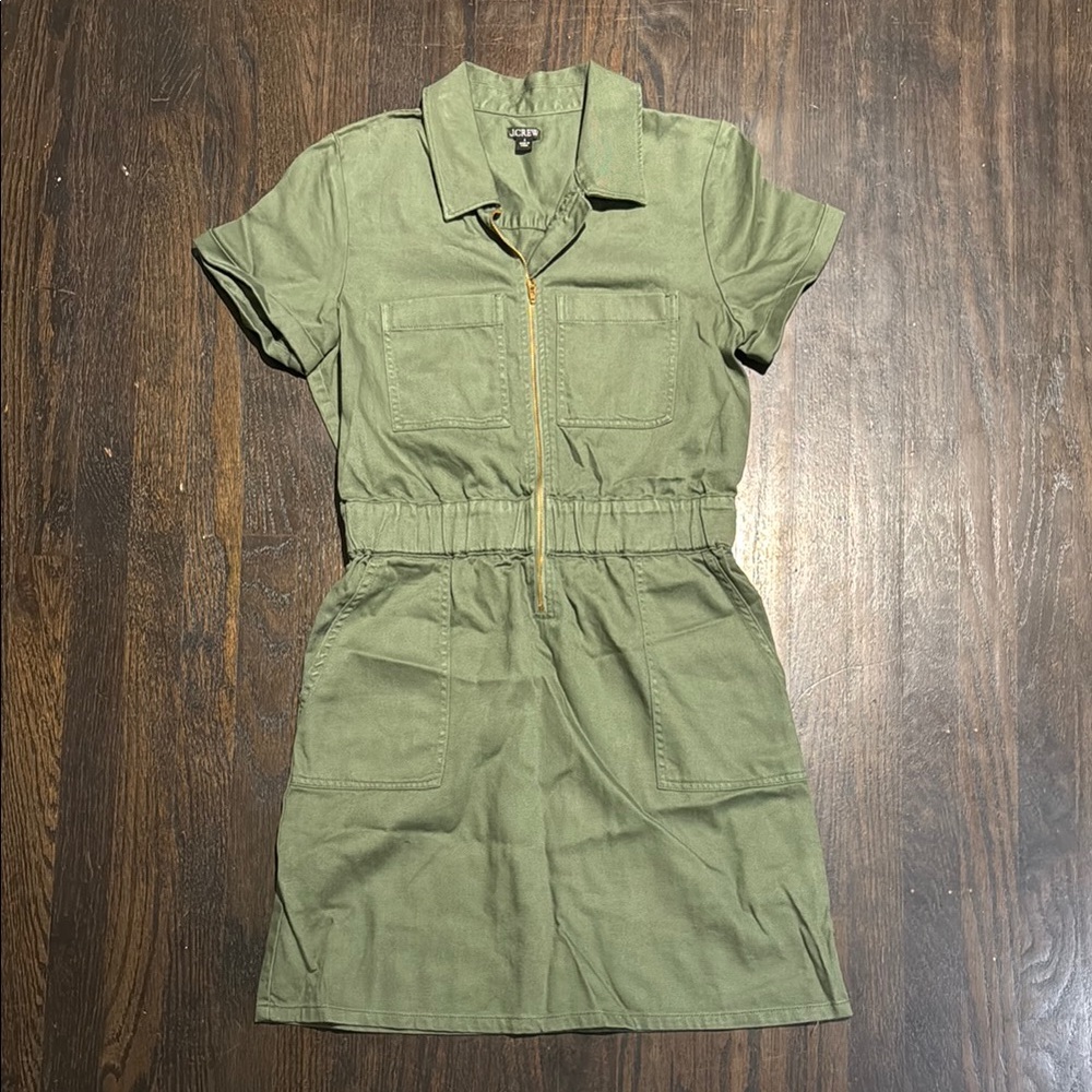 NWOT J. Crew Green Short Sleeve Mini Dress w/ Pockets